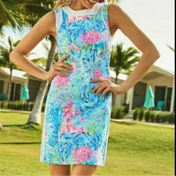 Lilly Pulitzer Milia Sink Swim Floral Lace Shift Sleeveless Dress 4 00 - Picture 1 of 9